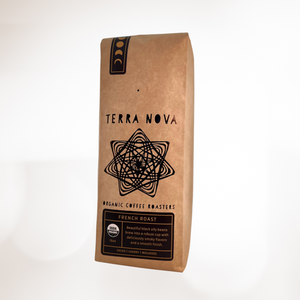 Terra Nova French Roast has a deliciously deep smoky flavor with a smooth finish. Our dark roast process reveals the signature dark chocolate color. French Roast is a distinctly aromatic, full-bodied coffee, with rich flavor. Freshly roasted. Packaged to order. This is a strong dark roast coffee. 