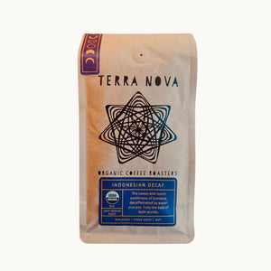 This naturally decaffeinated coffee is deep, rich, earthy, and full-bodied. It has all of the goodness of Sumatra coffee, without any of the caffeine - truly the best of both worlds. Indonesian Decaf coffee is a light-medium roast with notes of chocolate and fruit. Water Process is a method to decaffeinate coffee that is 100% chemical-free. Sure to lift your spirits without any caffeine. Freshly roasted. Packaged to order.