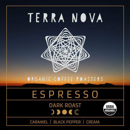 Espresso is rich and creamy with a smooth, toasted flavor and full mouthfeel. Perfect for espresso or as a bold coffee.