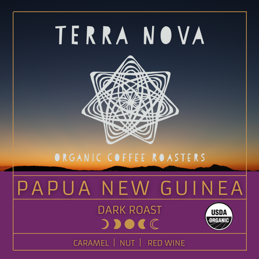 Papua New Guinea is round bodied and savory with a honeyed aroma and citrus undertone. From the Bena Bena Valley region of Papua New Guinea. 